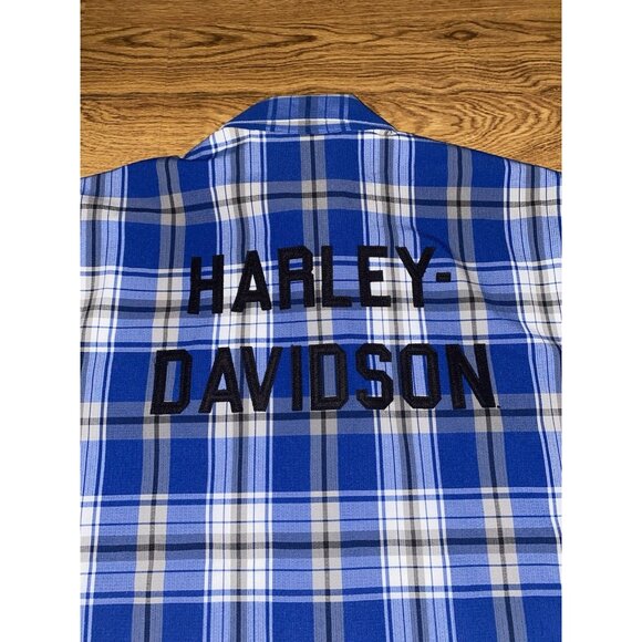 Harley Davidson Mens Blue Plaid Foundation Ripstop Button Front Shirt Large - Picture 5 of 5
